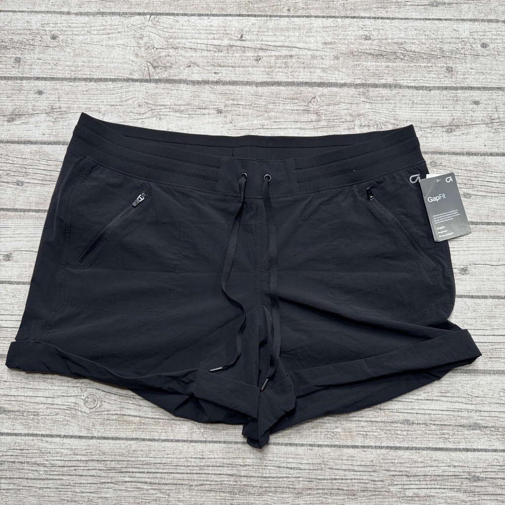 NEW GAP Fit Shorts Women's XL Black Athletic G-Dry Moisture Wicking Activewear